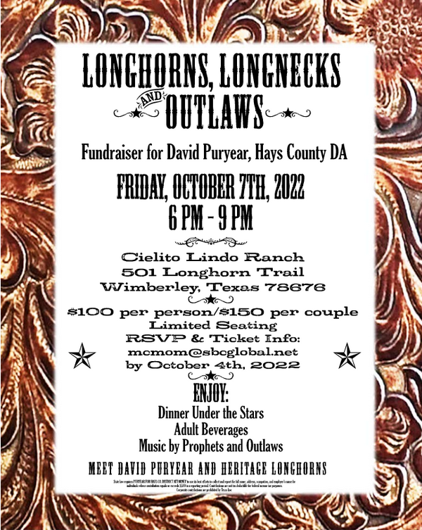 Fundraiser for David Puryear: Longhorns, Longnecks and Outlaws @ Cielito Lindo Ranch