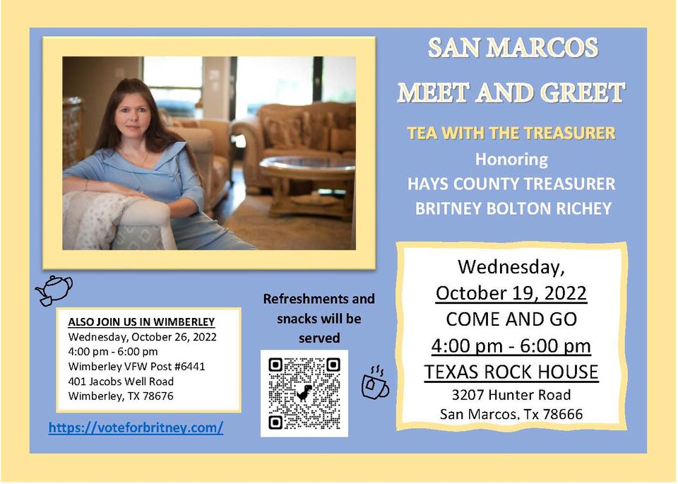 Tea with the Treasurer: Meet & Greet with Britney Bolton Richey @ Texas Rock House