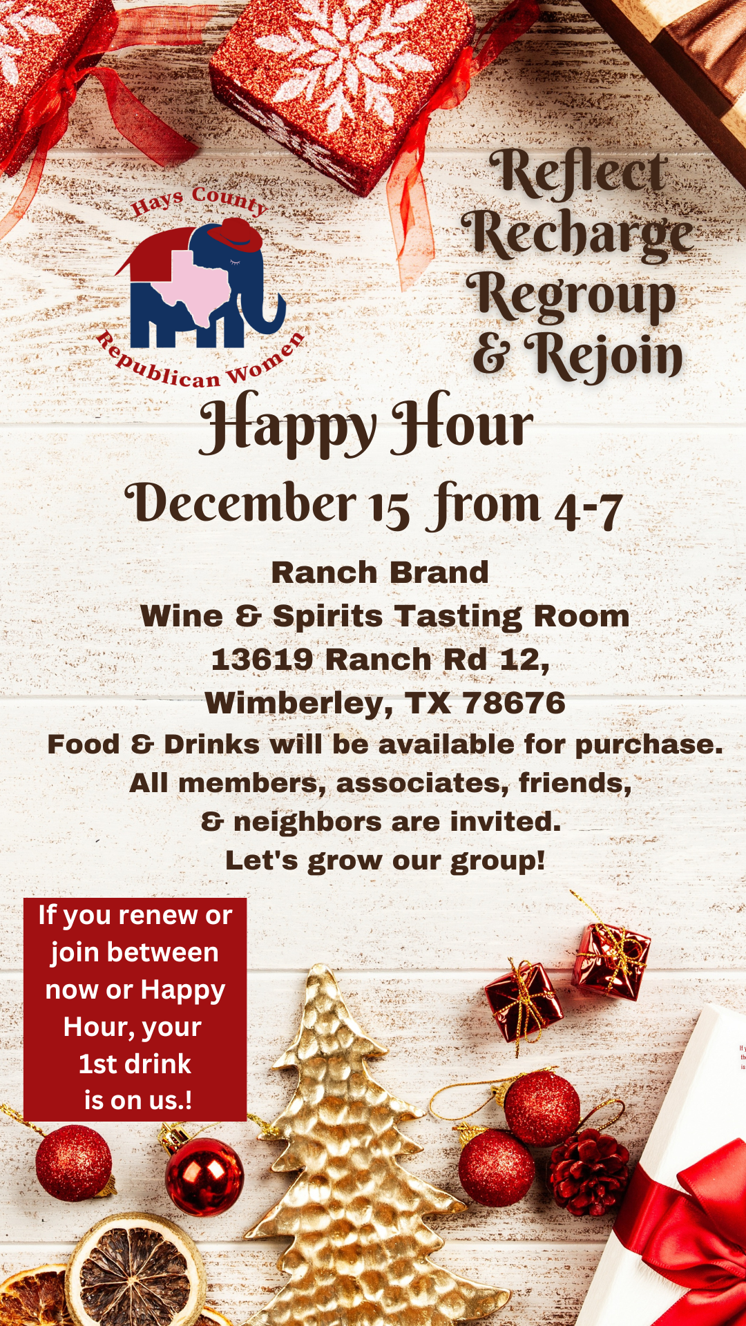 HCRW: Happy Hour @ Ranch Brand Wine & Spirits Tasting Room