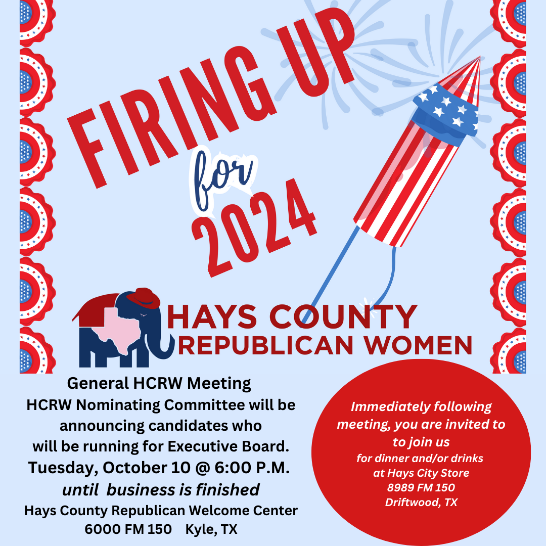 HCRW: Monthly Meeting @ Hays County Republican Party Welcome Center